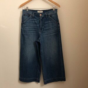 Madewell Dark Blue Wide Leg Cropped Women's Jeans
